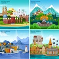 European Touristic Icon Set Royalty Free Stock Photo