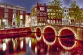 European Travel Concepts. Night View of Amterdam Cityscape Royalty Free Stock Photo