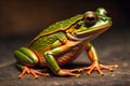 European tree frog, Hyla arborea isolated on solid colour background. ai generative