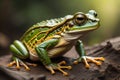 European tree frog, Hyla arborea isolated on solid colour background. ai generative