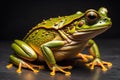 European tree frog, Hyla arborea isolated on solid colour background. ai generative