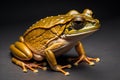 European tree frog, Hyla arborea isolated on solid colour background. ai generative