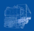 European truck outlined vector