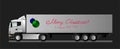 A European truck with a semitrailer carries gifts for Christmas and New Year. Vector