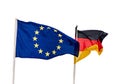 The European Union blue flag with Germany flag, wave. Royalty Free Stock Photo