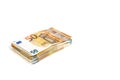 European union currency euro banknotes bills background. 2, 10, 20 and 50 euro. Concept success rich economy. On white background Royalty Free Stock Photo