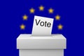 European Union election ballot box and voting paper. 3D Renderin Royalty Free Stock Photo