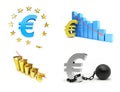 European union, euro crisis set on white background