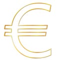 European Union Euro EUR currency gold sign outline in front view isolated on white background. Currency by the European Central