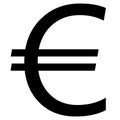 European Union Euro EUR currency sign silhouette front view isolated on white background. Currency by the European Central Bank