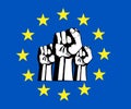 European Union fist, flag, protest. Royalty Free Stock Photo