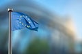 European Union flag against European Parliament Royalty Free Stock Photo