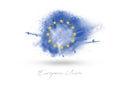 European Union flag brush art blue and yellow Royalty Free Stock Photo
