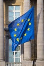 European Union Flag on the building in Brussels. Royalty Free Stock Photo