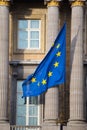 European Union Flag on the building of Federal Parliament of Belgium, Brussels. Royalty Free Stock Photo