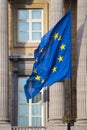 European Union Flag on Federal Parliament of Belgium in Brussels. Royalty Free Stock Photo