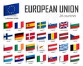 European Union flag . EU and membership . Europe map background . Vector Royalty Free Stock Photo