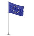 European Union flag on a flagpole white background 3D illustration Royalty Free Stock Photo