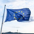 European union flag fluttering on wind Royalty Free Stock Photo