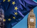 European Union flag in front of Big Ben, Brexit EU Royalty Free Stock Photo