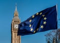 European Union flag in front of Big Ben, Brexit EU Royalty Free Stock Photo