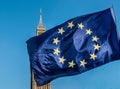 European Union flag in front of Big Ben, Brexit EU Royalty Free Stock Photo