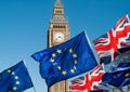 European Union flag in front of Big Ben, Brexit EU Royalty Free Stock Photo