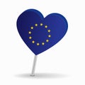 European Union flag heart-shaped map pointer layout. Vector illustration. Royalty Free Stock Photo