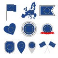 European Union flag icons set, symbols of EU flag Royalty Free Stock Photo