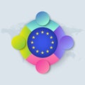 European Union Flag with Infographic Design isolated on World map Royalty Free Stock Photo