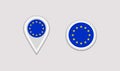 European Union flag map pointer isolated icon vector illustration. Simple round and location signs shapes. EU official Royalty Free Stock Photo