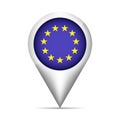 European Union flag map pointer with shadow. Vector illustration Royalty Free Stock Photo