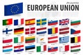 European union flag and member . Sticky note design . Europe map background . Vector Royalty Free Stock Photo