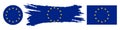 European Union flag set. Yellow stars over blue background. EU symbol. Vector