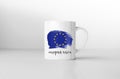 European Union flag on white coffee mug.