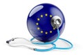 The European Union flag with stethoscope. Health care in the European Union concept, 3D rendering Royalty Free Stock Photo