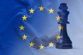 European Union flag with two chess pieces Royalty Free Stock Photo