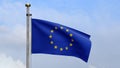 European Union flag waving in wind with blue sky. Europe banner silk blowing Royalty Free Stock Photo