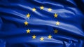 European Union flag waving in the wind. Close up of Europe banner silk blowing Royalty Free Stock Photo