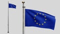 European Union flag waving in the wind. Close up of Europe banner silk blowing Royalty Free Stock Photo