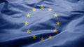 European Union flag waving in the wind. Close up of Europe banner silk blowing Royalty Free Stock Photo