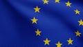 European Union flag waving in the wind. Close up of Europe banner silk blowing Royalty Free Stock Photo
