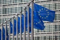 European Union flags in front of Berlaymont building, Brussels, Belgium Royalty Free Stock Photo