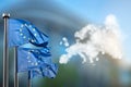 European union flags and map of Europe Royalty Free Stock Photo