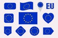 European Union flags set. Flat isolated icons. eu flags collection. Web, economic, political pages, travel, geographic