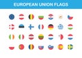 European Union Flags Web Buttons round in flat. Vector EPS 10 Royalty Free Stock Photo