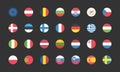 European Union Flags Web Buttons round in flat. Vector EPS 10 Royalty Free Stock Photo