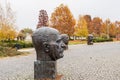 European Union Founders statues in the Herastrau Park,  a large park on the northern side of Bucharest, Romania, around Lake Royalty Free Stock Photo