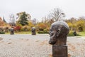 European Union Founders statues in the Herastrau Park,  a large park on the northern side of Bucharest, Romania, around Lake Royalty Free Stock Photo