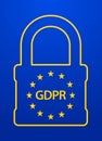 European Union General Data Protection Regulation illustration. Concept security technology with shield and padlock, lock. EU GDPR Royalty Free Stock Photo